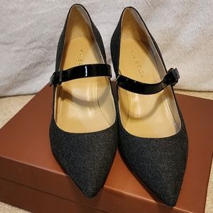 Via Spiga | Grey Heels with Black Strap